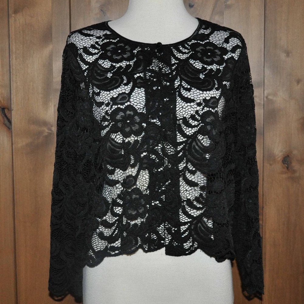 Vintage Connected Apparel Black Fully Lace Long Sleeve Formal Evening Jacket